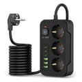 Miniatyrbild 1 av 6: Tech-Protect Power Socket 3x USB/3x USB-C/3 Sockets 200Ccm - Svart