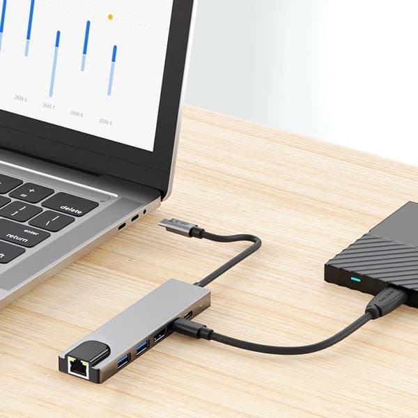 Tech-Protect HB02 6in1 Hub Adapter - Space Grå