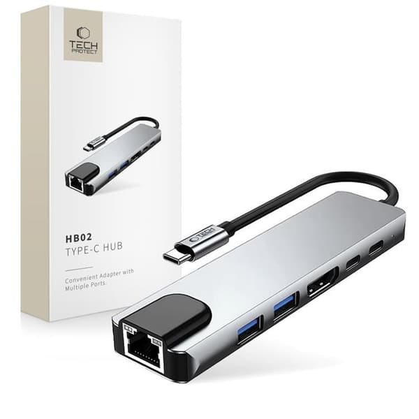 Tech-Protect HB02 6in1 Hub Adapter - Space Grå