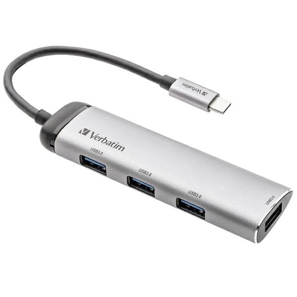 Verbatim USB-C till USB-A 4-Portar Hubb Adapter 49147 - Silver