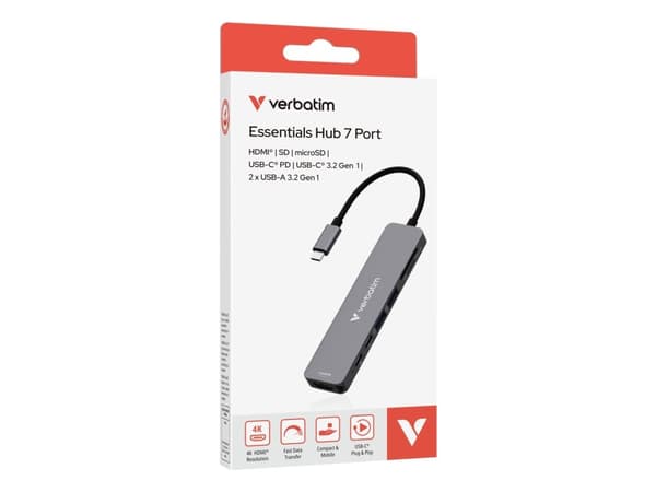 Verbatim HDMI/USB-C 3.2/USB-C/2xUSB-A 3.2/SD/microSD aluminiowy 32158
