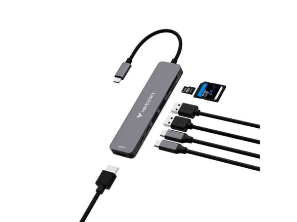 Verbatim HDMI/USB-C 3.2/USB-C/2xUSB-A 3.2/SD/microSD aluminiowy 32158