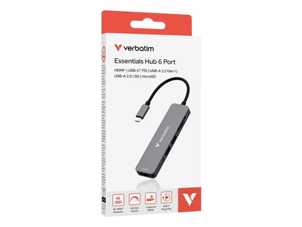 Verbatim 32156, USB 3.2 Gen 1 (3.1 Gen 1) Type-C, HDMI, USB 2.0 Type-A, USB 3.2 Gen 1 (3.1 Gen 1) Type-A, MicroSD (TransFlash), MicroSDHC, MicroSDXC,