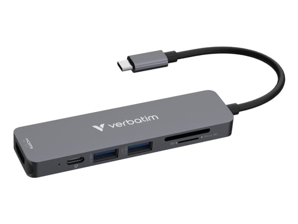 Verbatim 32156, USB 3.2 Gen 1 (3.1 Gen 1) Type-C, HDMI, USB 2.0 Type-A, USB 3.2 Gen 1 (3.1 Gen 1) Type-A, MicroSD (TransFlash), MicroSDHC, MicroSDXC,