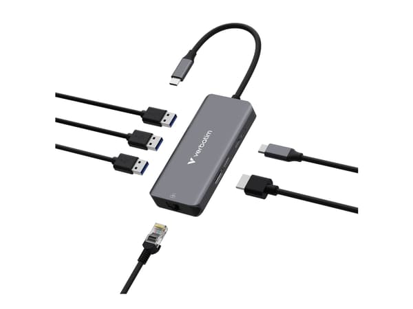 Verbatim 32157, USB 3.2 Gen 1 (3.1 Gen 1) Type-C, HDMI, RJ-45, USB 3.2 Gen 1 (3.1 Gen 1) Type-A, USB 3.2 Gen 1 (3.1 Gen 1) Type-C, 5000 Mbit/s, 3840