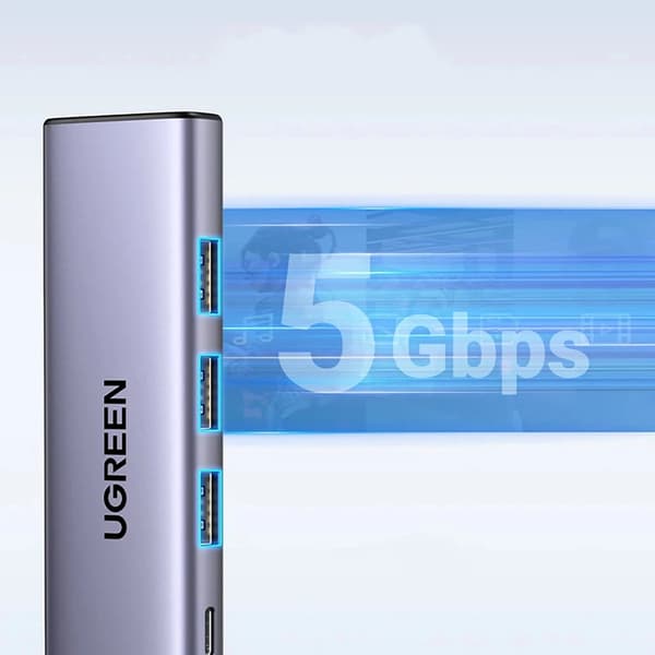 Ugreen 5in1 HUB USB-C Till 1xUSB-C 1xHDMI 3xUSB-A 3.0 - Grå