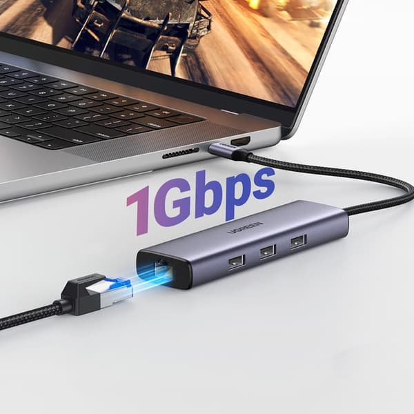 Ugreen 6in1 HUB USB-C Till 1x USB-C 1xHDMI 1xRJ45 3xUSB-A 3.0
