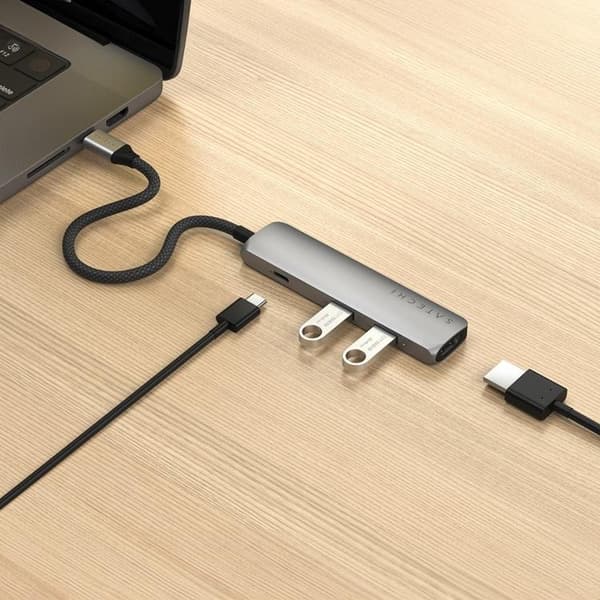 Satechi 4-i-1 HUBB USB-C Slim Multiport Adapter 4K - Rymdgrå