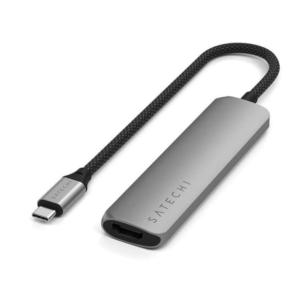 Satechi 4-i-1 HUBB USB-C Slim Multiport Adapter 4K - Rymdgrå