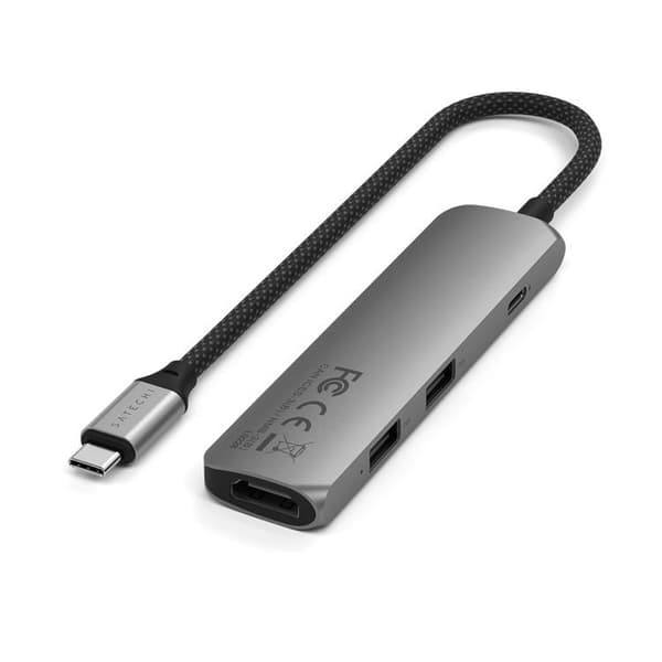 Satechi 4-i-1 HUBB USB-C Slim Multiport Adapter 4K - Rymdgrå