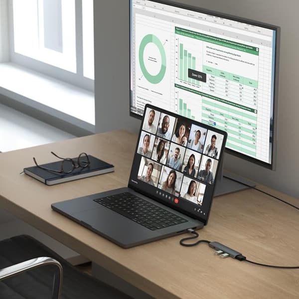 Satechi 4-i-1 HUBB USB-C Slim Multiport Adapter 4K - Rymdgrå