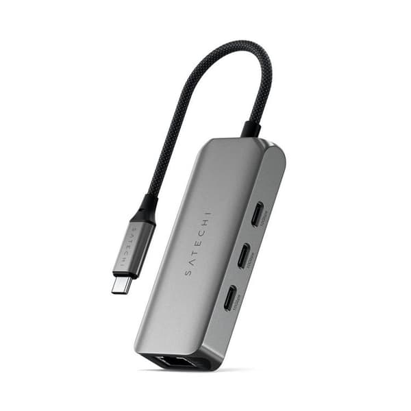 Satechi 4-i-1 USB-C-Hubb med 25 gigabit Ethernet - Rymdgrå