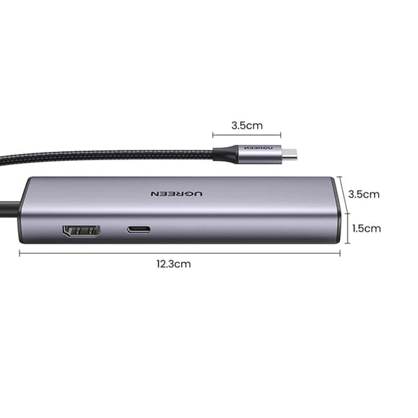 Ugreen HUB 100W USB-C Till HDMI, RJ45, USB-C, SD/TF Kortläsare, USB-A 3.0