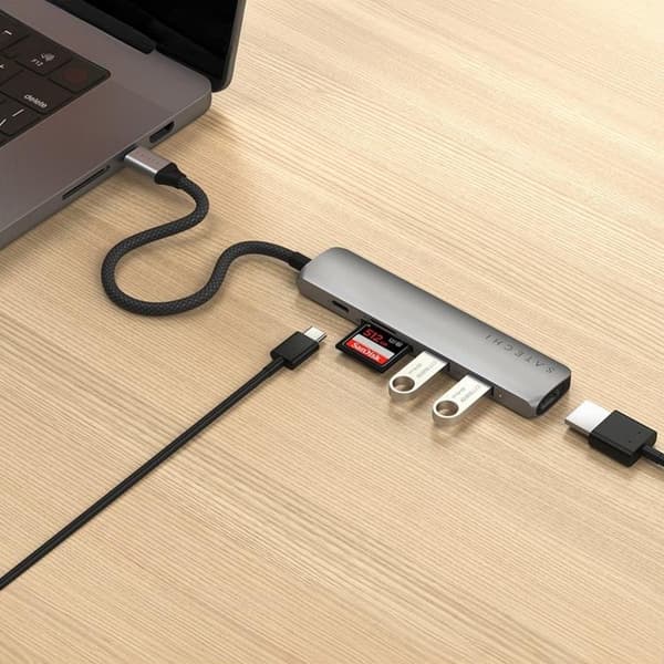 Satechi 6-i-1 HUBB USB-C Slim Multiport Adapter - Rymdgrå