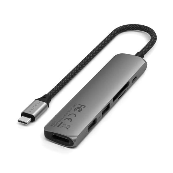 Satechi 6-i-1 HUBB USB-C Slim Multiport Adapter - Rymdgrå