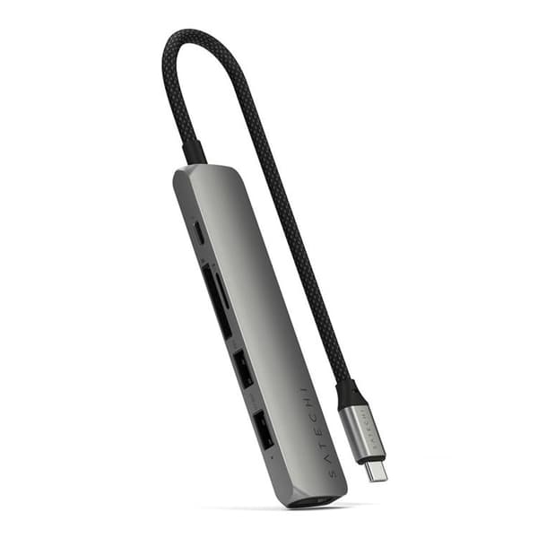 Satechi 6-i-1 HUBB USB-C Slim Multiport Adapter - Rymdgrå