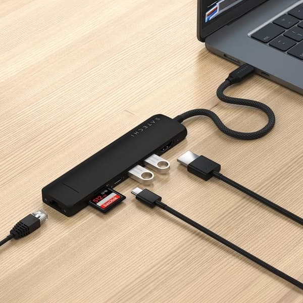 Satechi 7-i-1 HUBB USB-C Slim Multiport Adapter med Ethernet - Svart