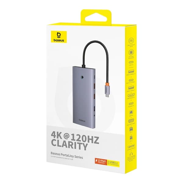 Baseus 13in1 HUB USB-C Till VGA, HDMI, RJ45, SD,TF, Aux, USB-C, USB-A