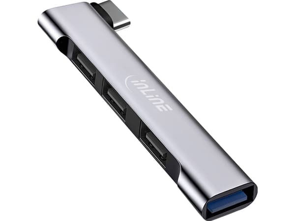 InLine® Slim USB-C Hub, 4-portar, USB 3.0 + 3x USB 2.0, slimmad design