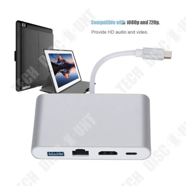 TD® USB-adapter med USB 3.1-uttag, USB och RJ45-anslutning Trådbunden kringutrustning Projektioner Spel Hög upplösning Bra kvalitet