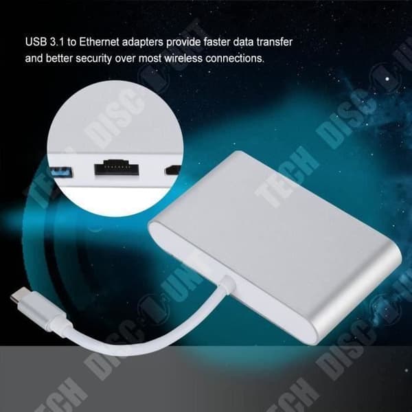 TD® USB-adapter med USB 3.1-uttag, USB och RJ45-anslutning Trådbunden kringutrustning Projektioner Spel Hög upplösning Bra kvalitet