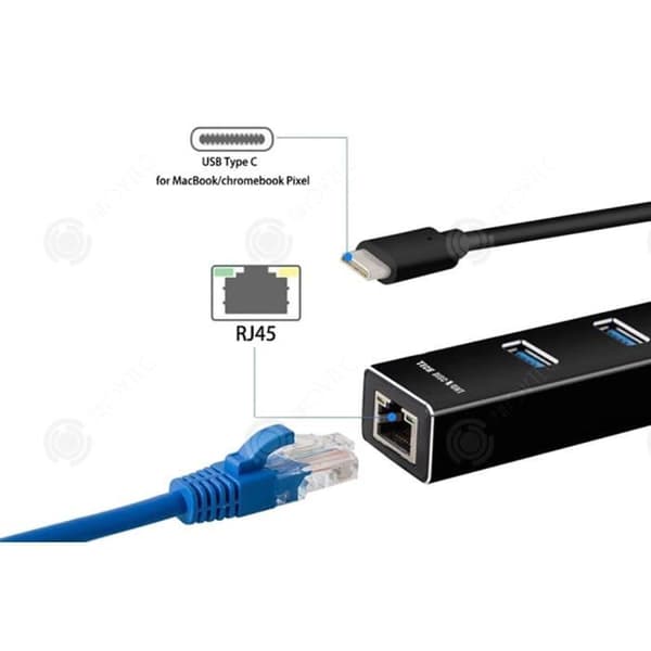 INN® USB c 3.0 Hub Desktop 3 USB-portar 1 Ethernet-port Nätverksadapter Snabb dataöverföring