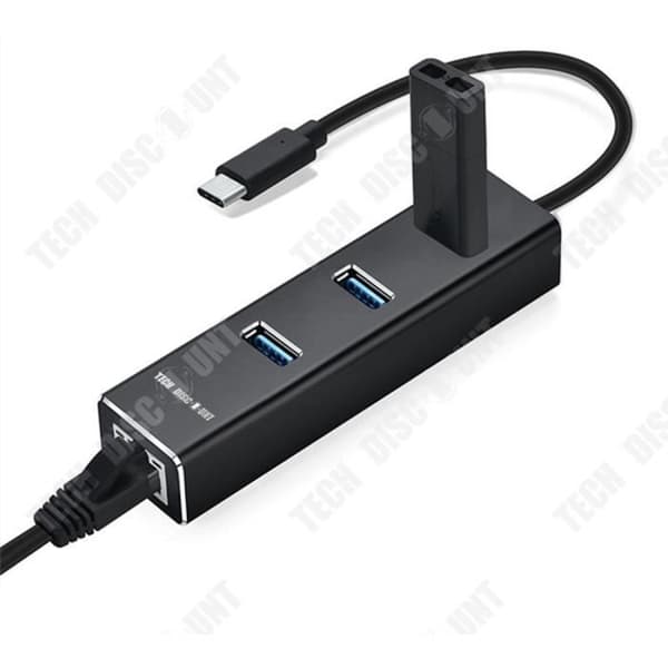 Stationär USB C 3.0-hubb med 3 USB-portar 1 Ethernet-port Nätverksadapter Multimedia Snabb dataöverföring