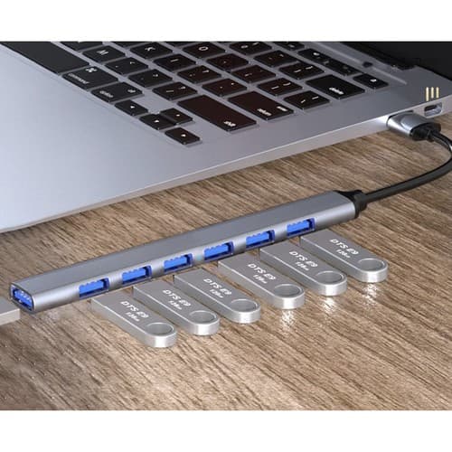 USB Hub 7 Portar | USB A till 1x USB 3.2 och 6x USB 2.0