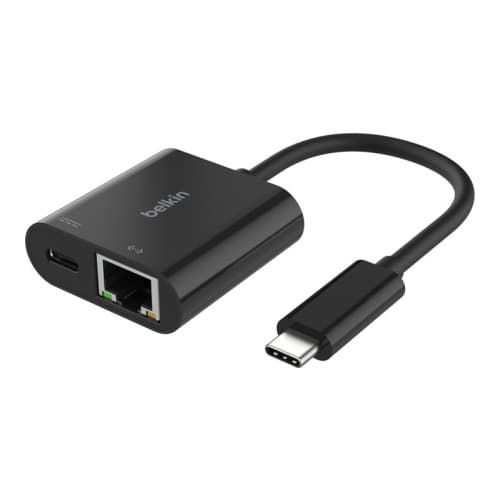 Belkin - nätverksadapter - USB-C - Gigabit Ethernet x 1 + USB-C (endast ström) x 1