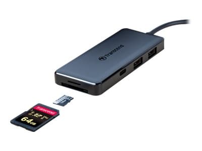 Transcend 6-in-1 USB Type-C Hub HUB5C - Keskitin - 2 x USB 3.1 Gen 1 + 1 x USB 3.1 Gen 2 + 1 x USB-C (virtalähde) - pöytäkone