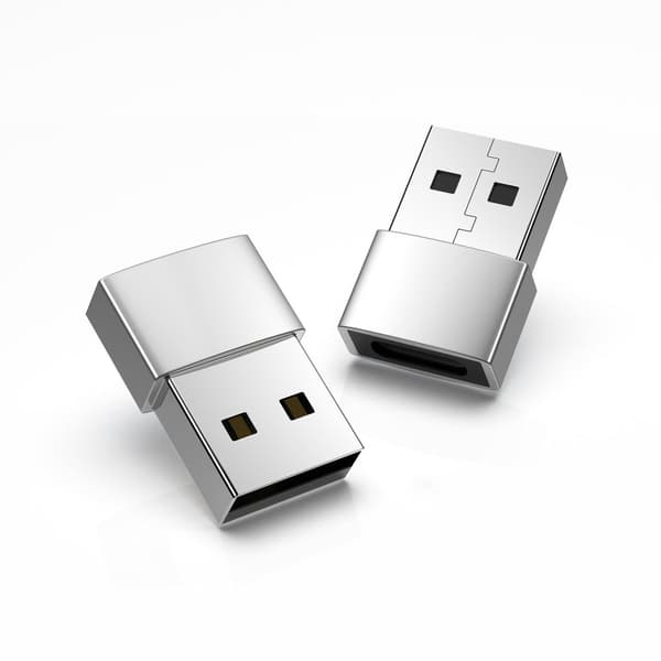 INF Kompakt sølv USB-C til USB 2.0 adapter - 2 pak