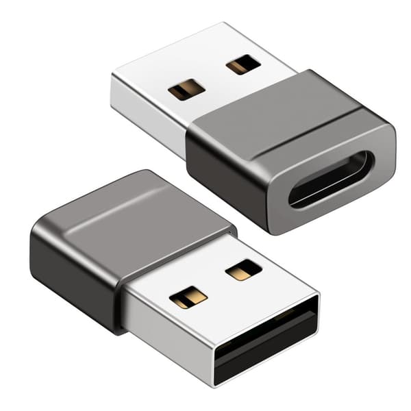 INF USB til Type C Adapter - Space Gray - 2 pakke