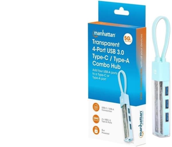 4-porttinen USB 3.2 Gen1 Type-A/C - 4x USB-A 3.0 -keskitin 181020