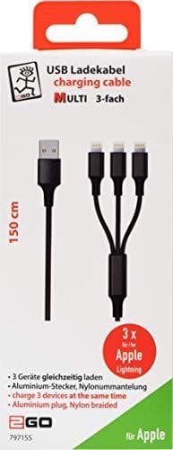 2GO 797155 USB-kabel 1,5 m USB B USB C/Micro-USB B/Lightning Black (797155)