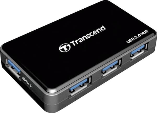 Transcend HUB3, USB 3.2 Gen 1 (3.1 Gen 1) Type-A, Svart, CE/FCC/BSMI/KC/RCM/EAC, 5 - 12 V, Windows 10, Windows 7, Windows 8, Mac OS X 10.2 Jaguar