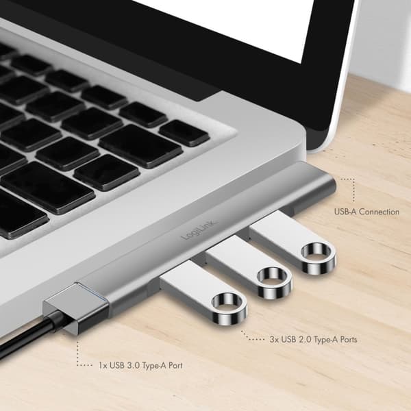 LogiLink Ultraslim 4-port USB-A hub 1 x USB-A3.0, 3 x USB-A2.0