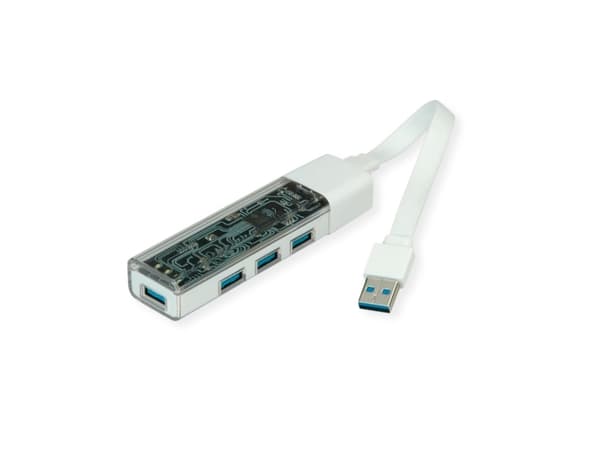 ROLINE USB 3.2 Gen 1-hubb, 4 portar, A+C värdanslutningskabel