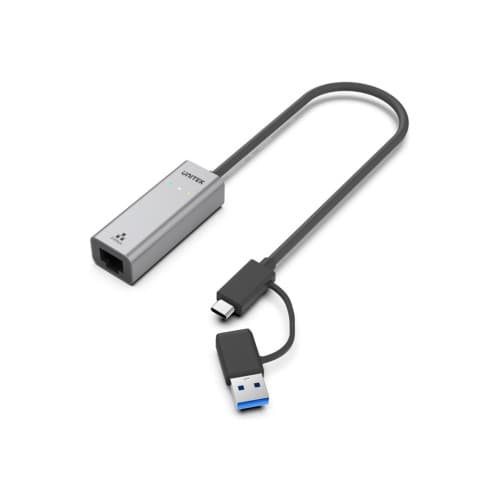 Unitek U1313C - nätverksadapter - USB-C / USB-A - 10M/100M/1G/2.5 Gigabit Ethernet