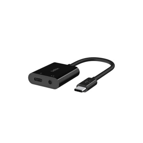 Belkin RockStar USB-C till hörlursuttag/laddningsadapter - ljud/USB - 19.6 cm
