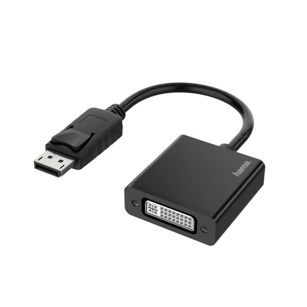 Hama Displayport til DVI adapter (monitor adapter 4K Ultra HD, adapter kabel Displayport stik - DVI kobling, video adapter til pc, notebook til tilslu