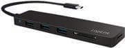 LogiLink UA0312 Slim USB 3.1/3.0 hubb och kortläsare för PC/laptop svart