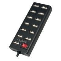 LogiLink USB 2.0-hub, 13 porte, med tænd/sluk-knap, sort forbindelse 13 x USB, overførselshastighed: 480 MBit/s (UA0126)
