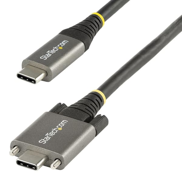 StarTech.com 3 fot 1 m sidoskruvlåsande USB C-kabel 10 Gbps, USB 3.1/3.2 Gen 2 Type-C-kabel, 100W (5A) strömförsörjningsladdning, DP Alt-läge, dubbelt