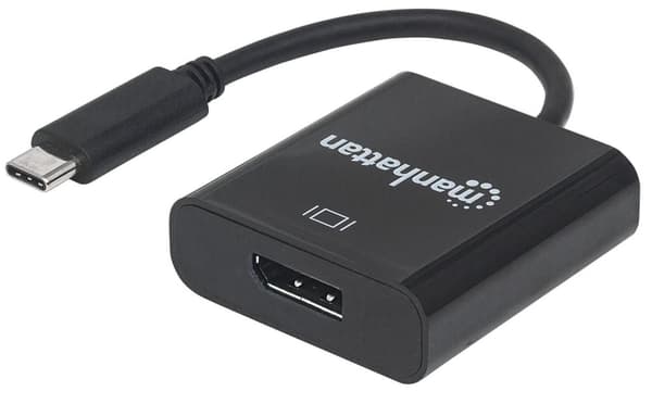 Manhattan 152020 DisplayPort / USB-adapter [1x USB 3.2 Gen 2-stik C (USB 3.1) - 1x DisplayPort-stik] Sort Farvekodning, Fleksibel, Folieafskærmning, U Sort