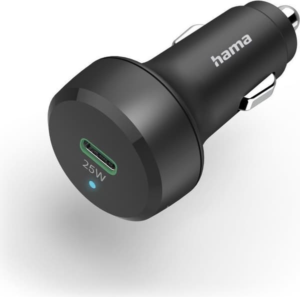 Hama 00201638 bilhurtigoplader, USB-C, Strømforsyning (PD)/Qualcomm®, 25 W, sort