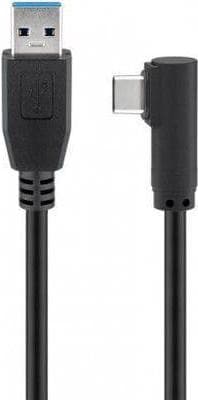 Goobay USB-C™ till USB A 3.0-kabel 90°, svart, 1 m - USB 3.0-kontakt (typ A) > USB-C™-kontakt (66501)