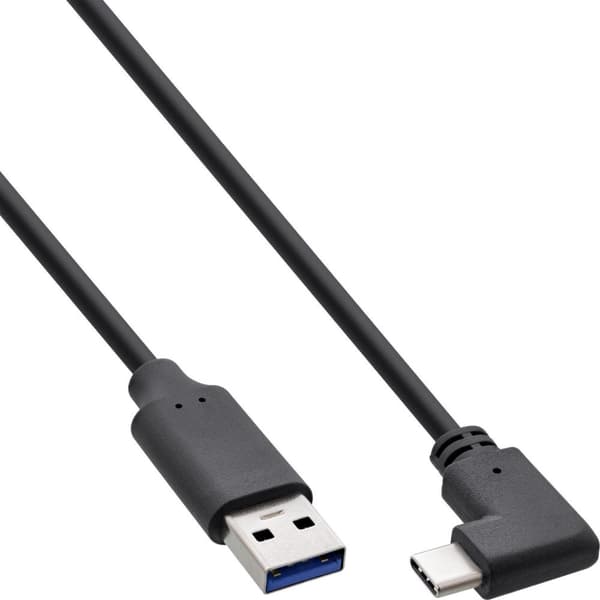 InLine® USB 3.2-kabel, typ C hane till A hane, svart, 0,5 m (35717W)