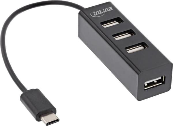 InLine USB 2.0 4-portshubb - USB-C hane till 4x USB-A hona - kabel 15 cm (33293J)