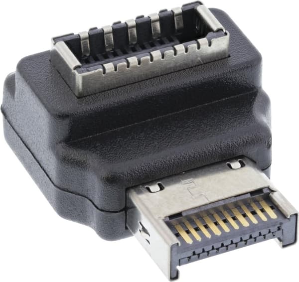 InLine® USB 3.2-adapter intern, frontpanel USB-E-stik til USB-E-stik 90°
