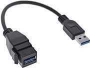 InLine® USB 3.2 Gen1 adapterkabel, USB A hane / Keystone hona, 0,2 m (76206C)